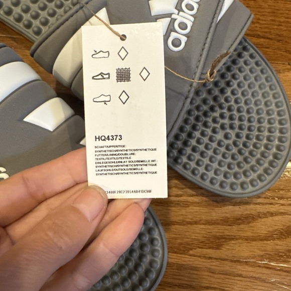 Adidas Men's Adissage Slide Sandals Size 17 New In Box Gray/White - Picture 6 of 7
